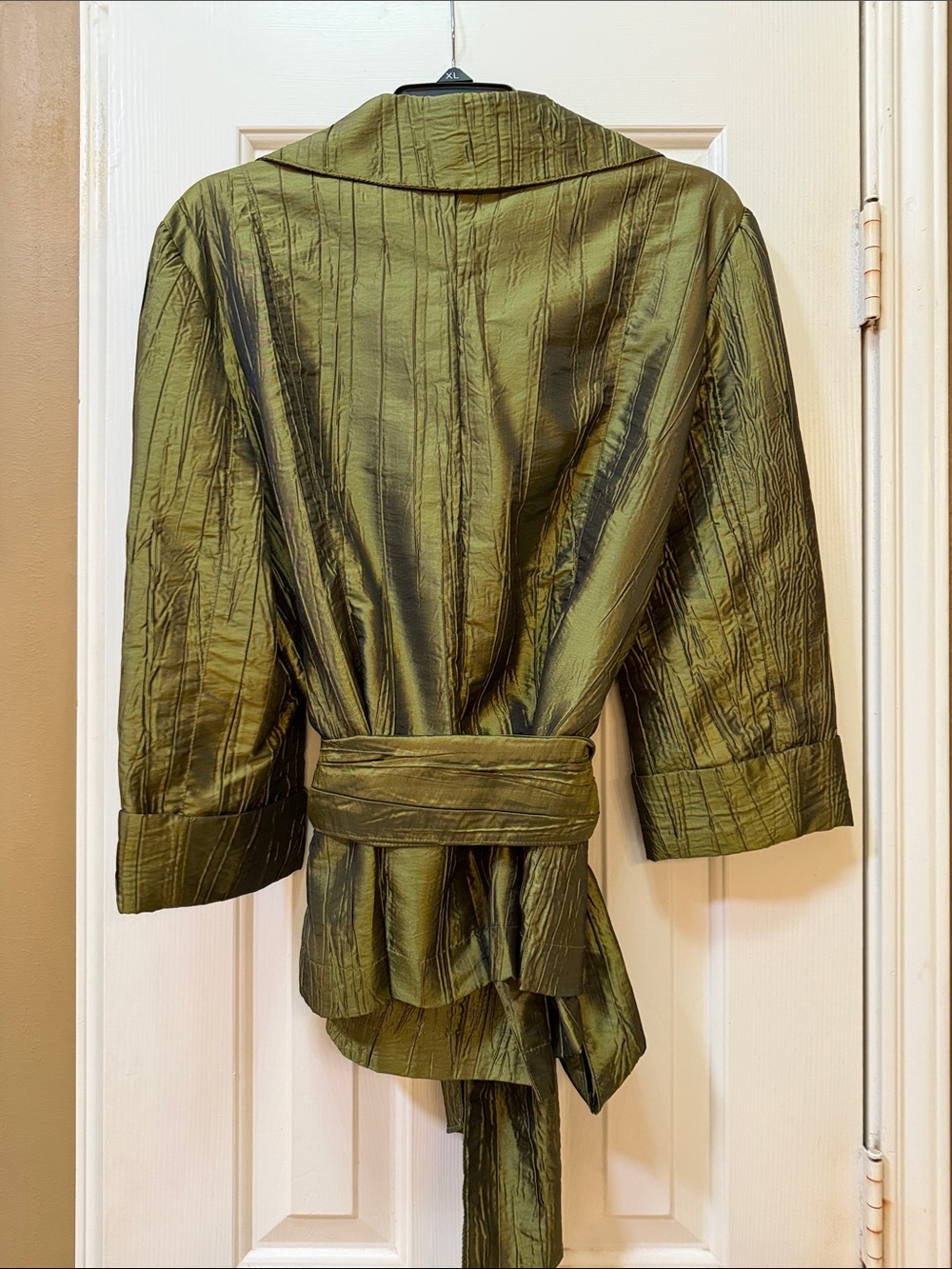 Alex Marie Olive Green Tie-Waist Trench Jacket - Picture 3 of 3